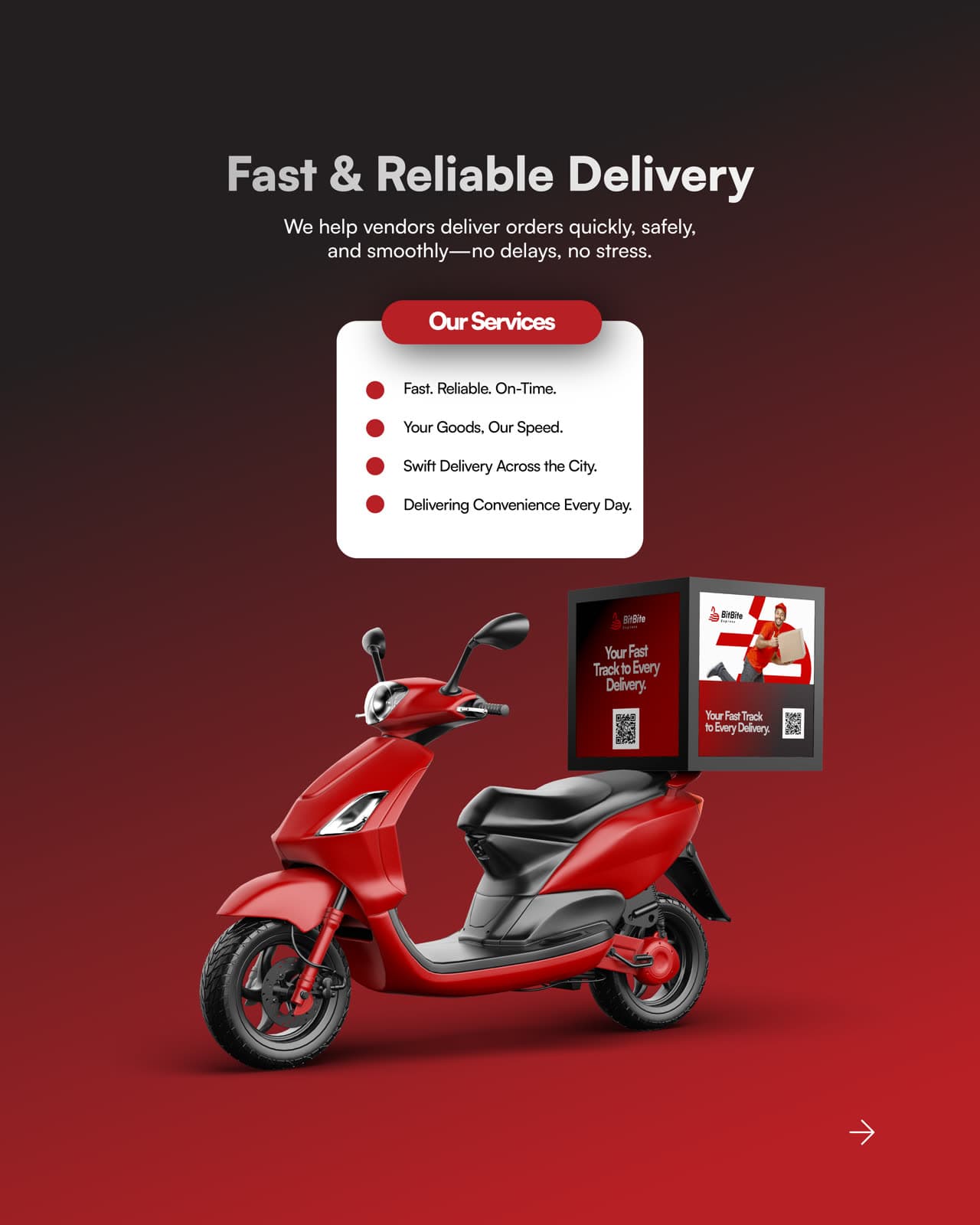 BitBite rider with a delivery box